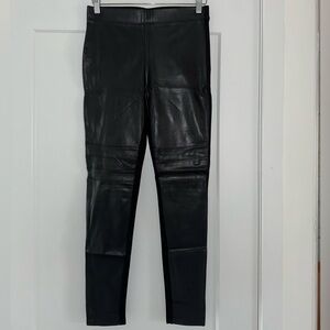 DYNAMITE Faux Leather Front Leggings | Sleek Mixed Fabric Moto Style